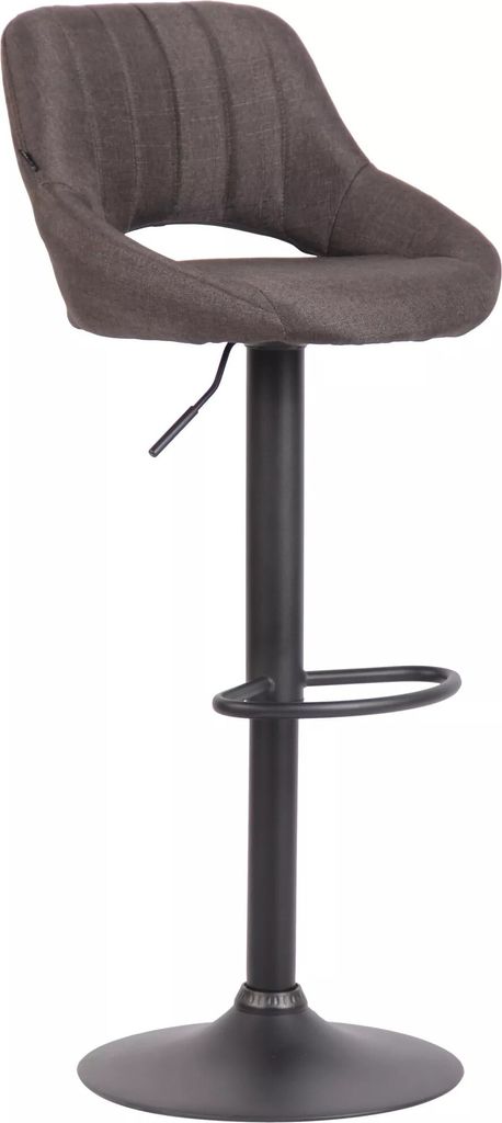 In And OutdoorMatch Barhocker Miza Dunkelgrau Schwarz - Stoff - 60-81cm Sitzhöhe - Ergonomische Barstühle - Höhenverstellbar - 1er Set - Mit Rü...