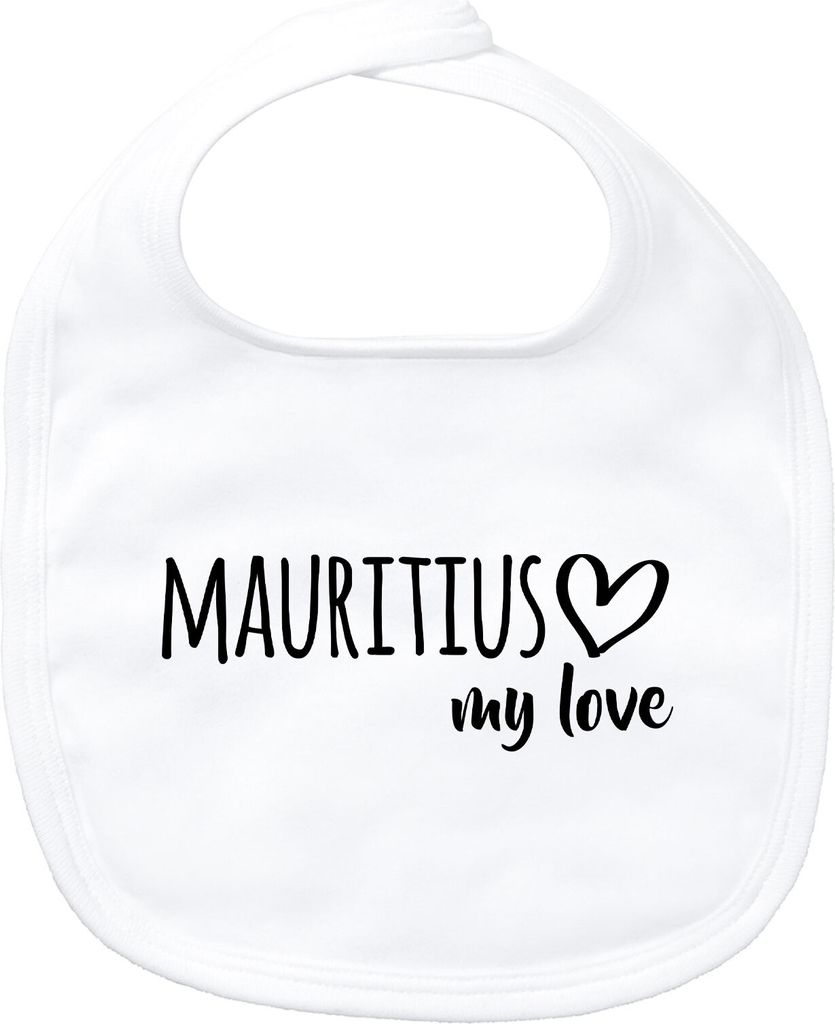 Huuraa Baby Lätzchen Mauritius my love White Klettverschluss Baumwolle Latz Geschenkidee