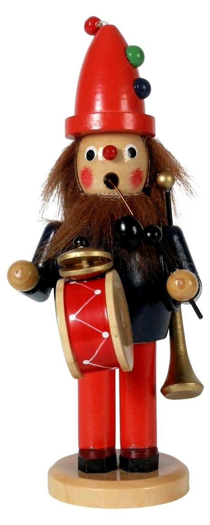 Bunter Räuchermännchen Musiker, 18 cm, handbemalte Dekofigur im Kunsthandwerks-Stil aus Holz