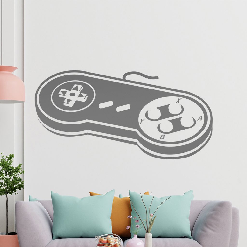 KIWISTAR Retro Controller - Oldschool Gamepad SNES Wandtattoo in 6 Größen - Wandaufkleber Wall Sticker - Dekoration, Küche, Wohnzimmer, Schlafzi...