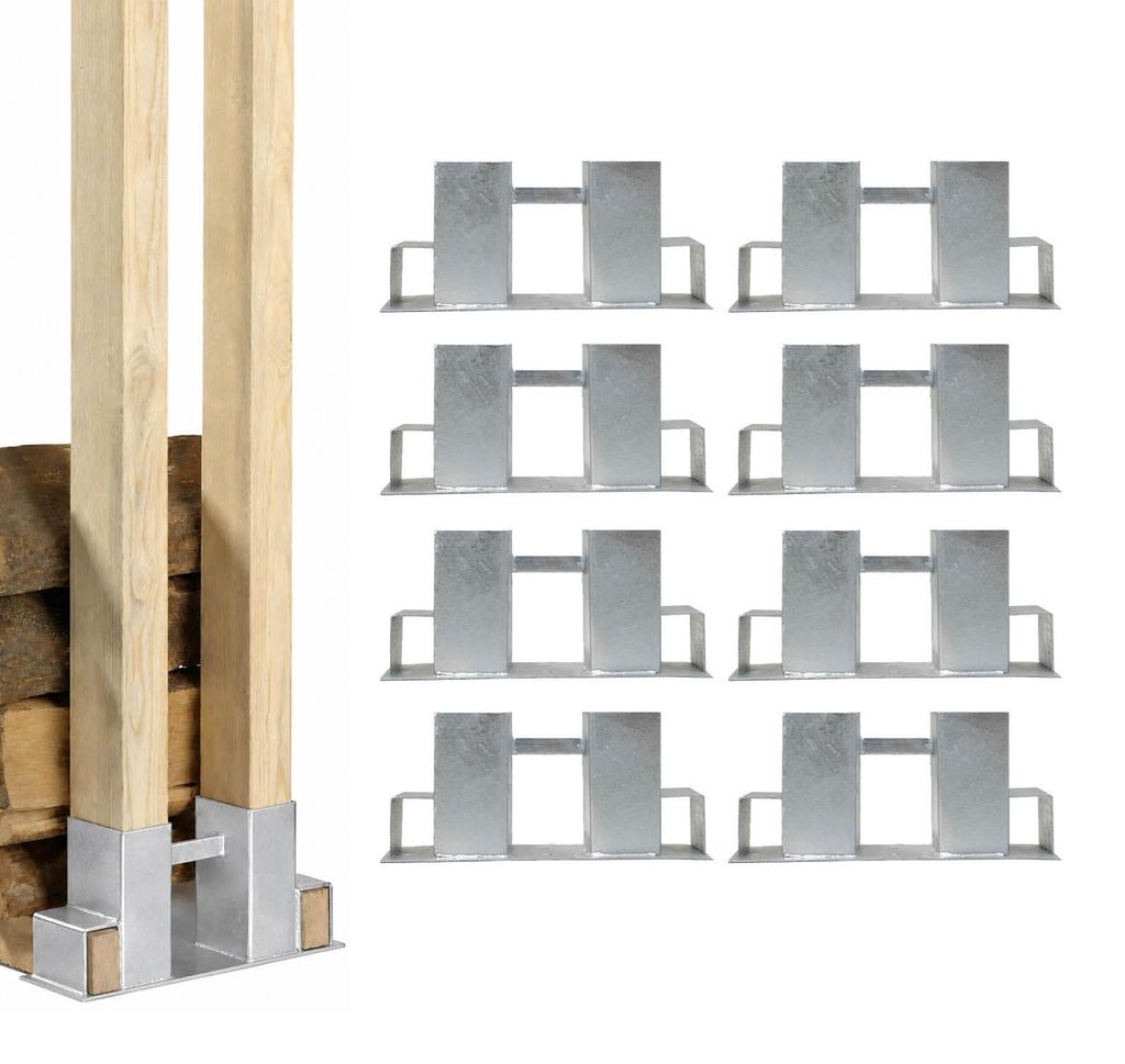 8er Set Holzstapelhilfe feuerverzinkter Stahl 34x10x15 cm Produktbild 