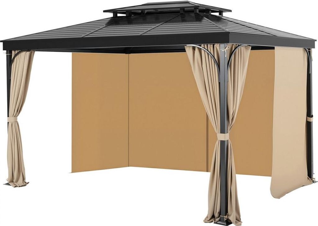 Outdoor Pavillonvorhang Sichtschutz in Khaki - 2810x3730x2130mm - Wetterfester Garten-Vorhang