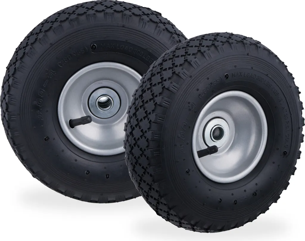 Relaxdays Roue de Diable 3.00-4 Caoutchouc - Lot de 2 Roues 260mm