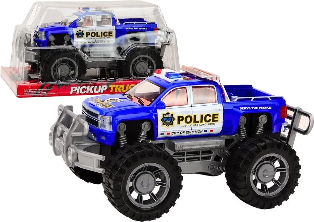 Pickup de Police Bleu Tout-Terrain à Grandes Roues Haute Performance