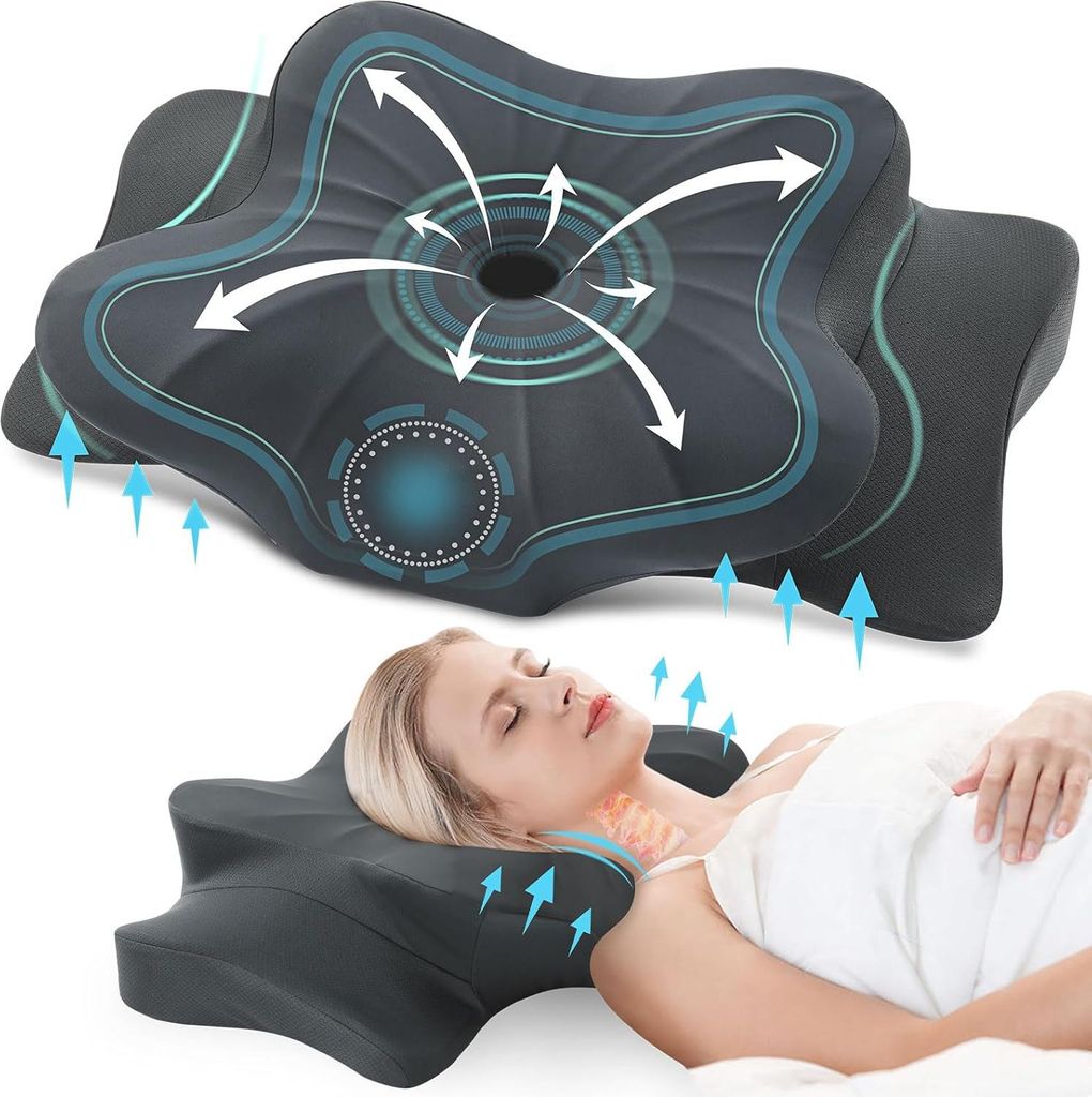 Nackenkissen, Kopfkissen, Schlafkissen, Ergonomisches Orthopädisches Kissen, Memory Foam Kissen, für Seitenschläfer, Rücken und Bauchschläfer