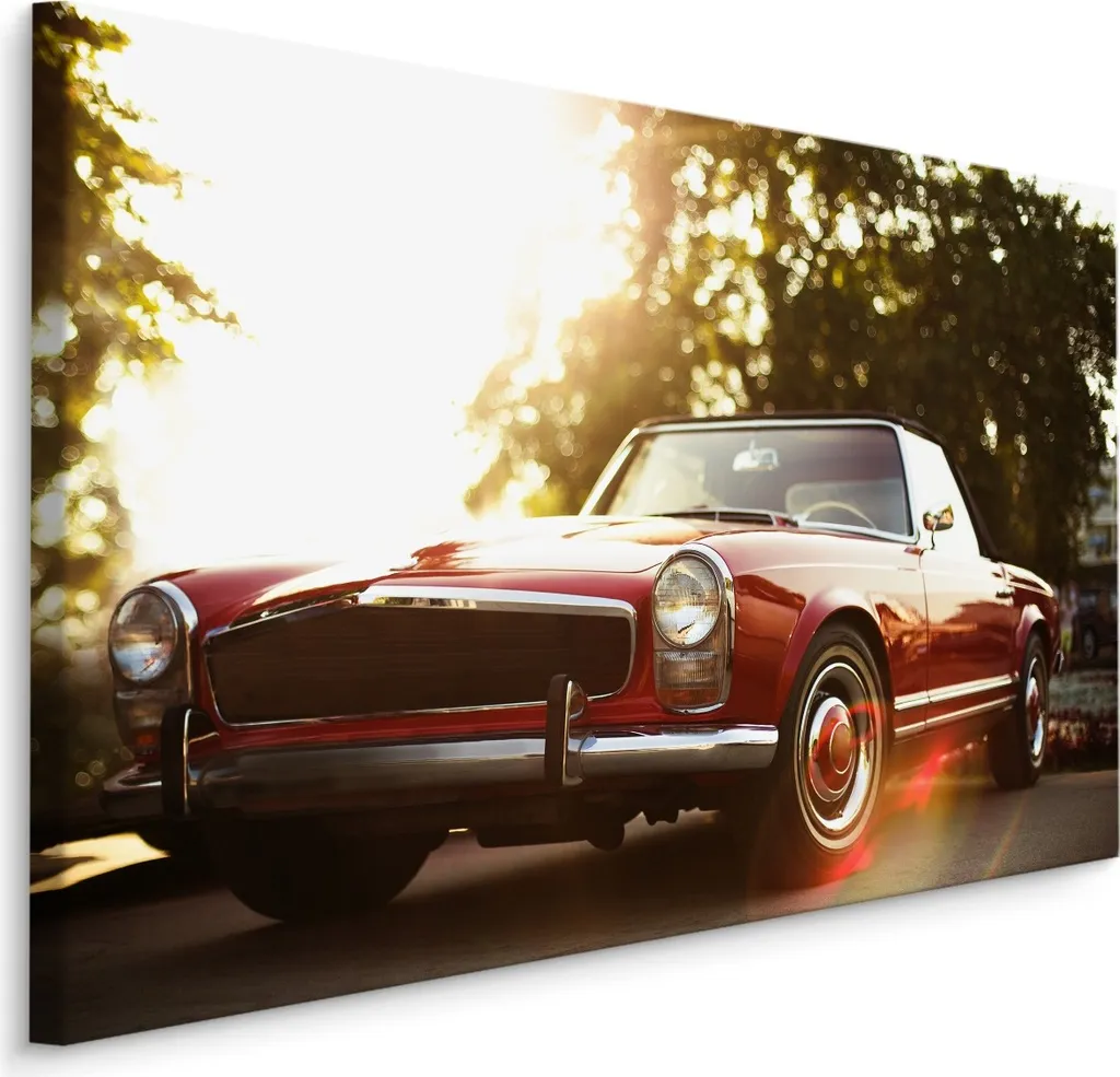 Favolosa carta da parati su tela 120x80 cm XXL stampa d'arte auto natura retrò alberi