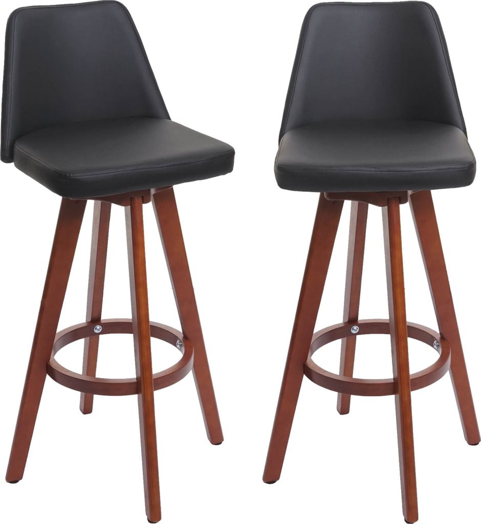 2er-Set Barhocker HWC-C43, Barstuhl Tresenhocker, Holz Kunstleder drehbar MVG- schwarz