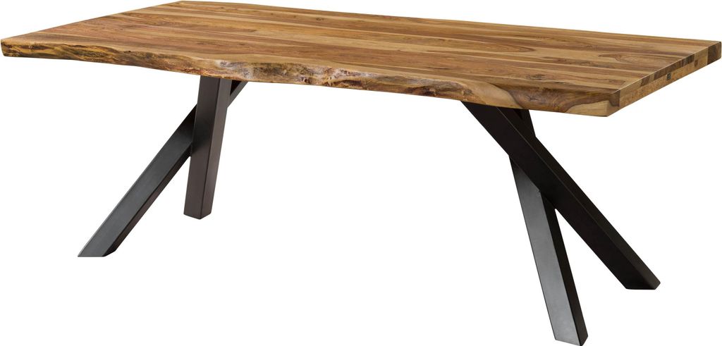 MASSIVMOEBEL24 Baumtisch Sheesham 240x100x76 natur sandgestrahlt / A-Gestell anthrazit matt FREEFORM 5