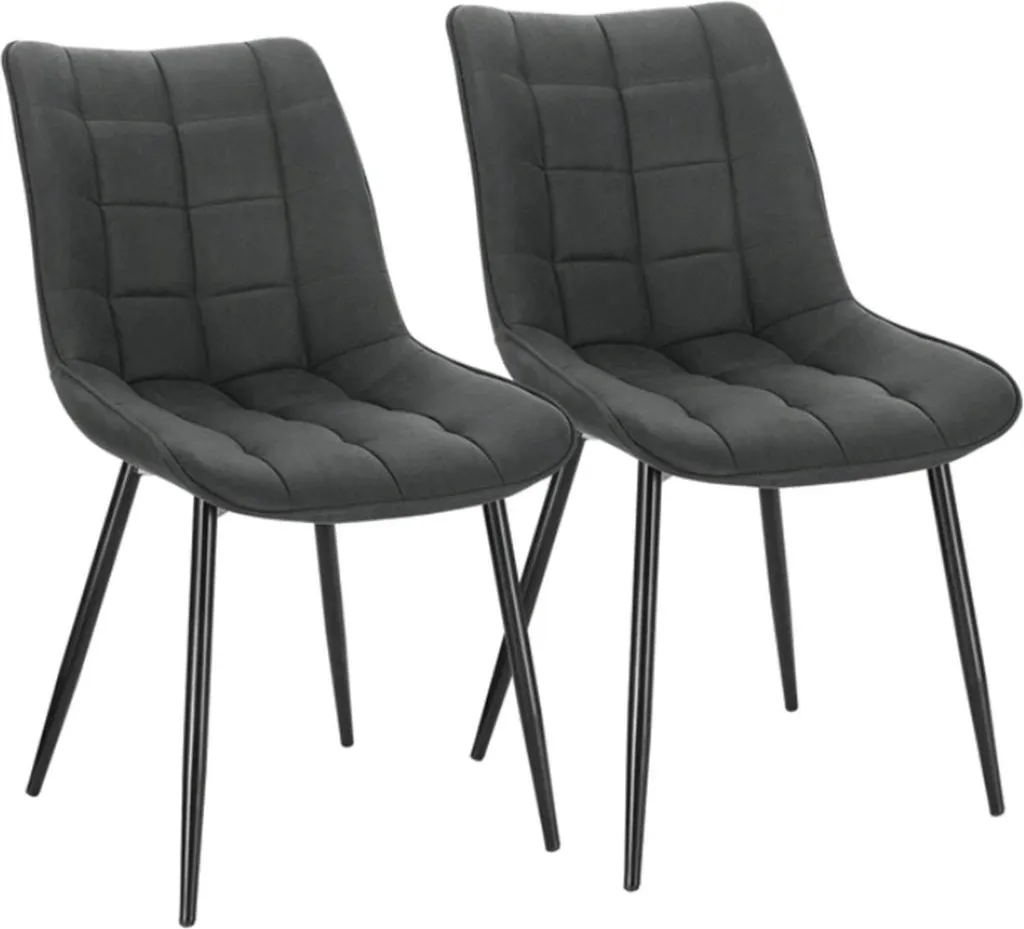 Chaises de salle à manger de luxe en velours gris foncé - Assise coque