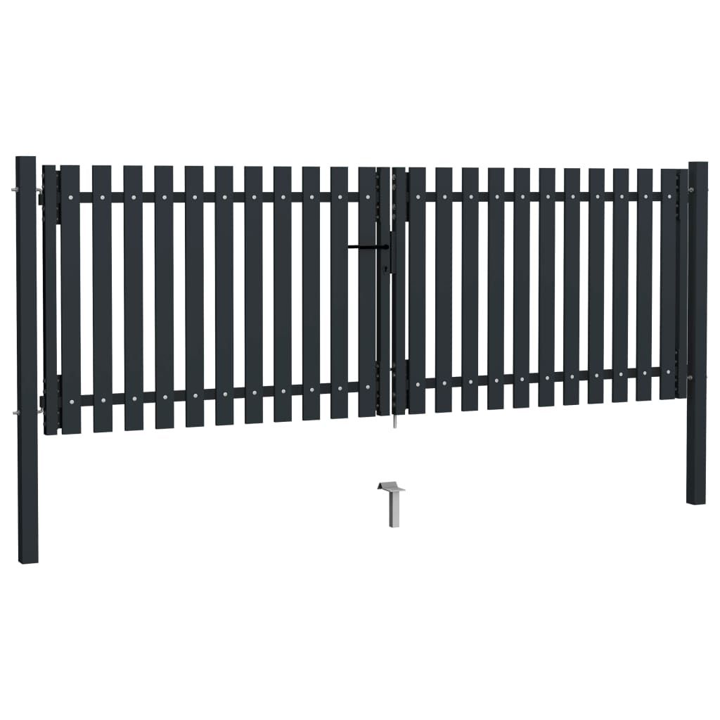 vidaXL Brama ogrodzeniowa dwuskrzydłowa stalowa 306x175 cm Zdjęcie produktu 