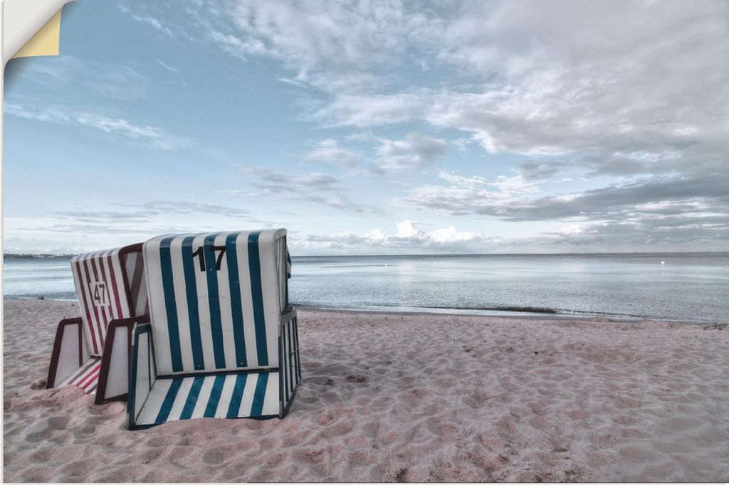 ARTland Wandbild, selbstklebend Einsame Strandkörbe am Ostseestrand Größe: 60x40 cm