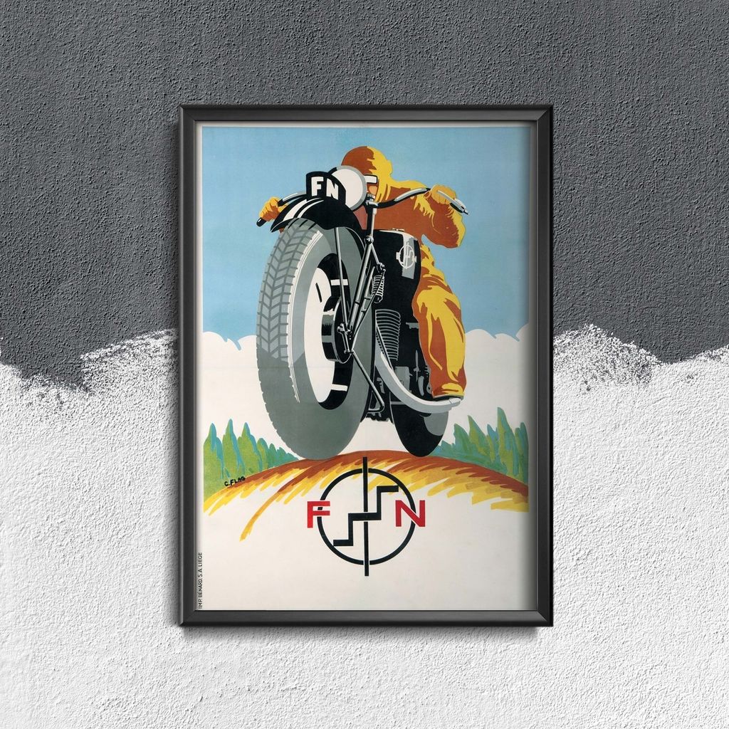 Poster - Canvas - Leinwand - 42 cm x 59,4 cm - Motorrad FN Zyklus