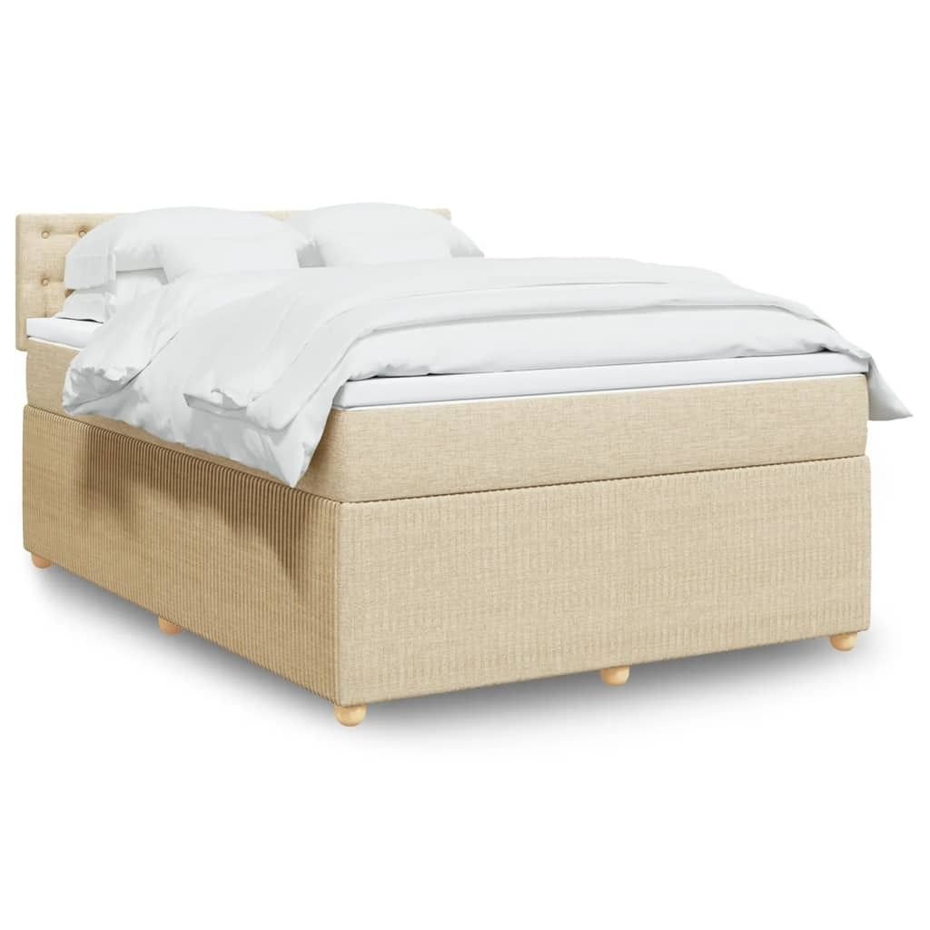Möbel Boxspringbett mit Matratze Creme 140x190 cm Stoff 2025
