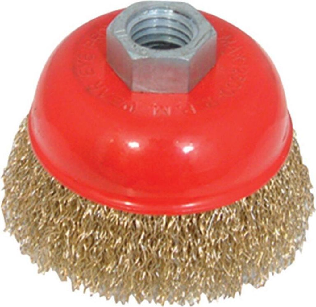 Brosse boisseau en fil d'acier, laitonnée, ondulée 75 mm Image du produit 