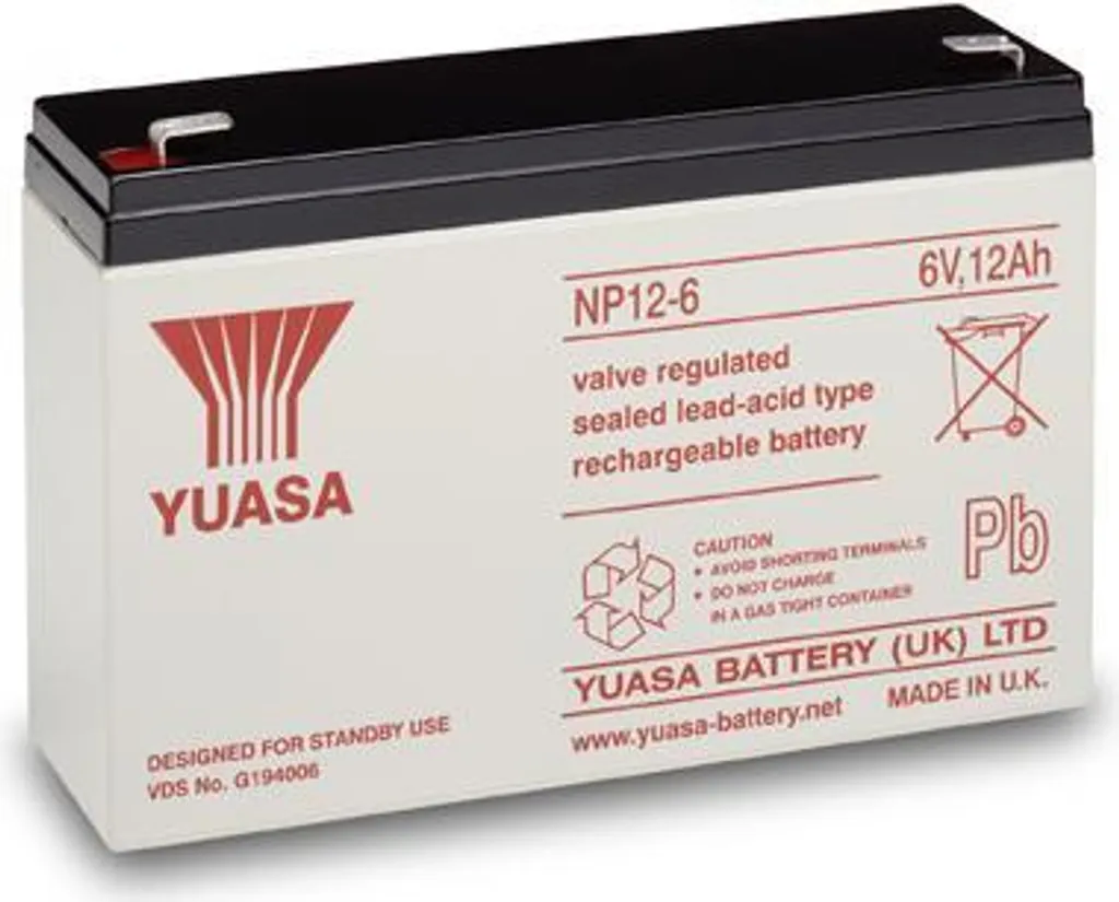 Batterie Rechargeable 6V 12000mAh Plomb VRLA Yuasa NP12-6 Haute Capacité