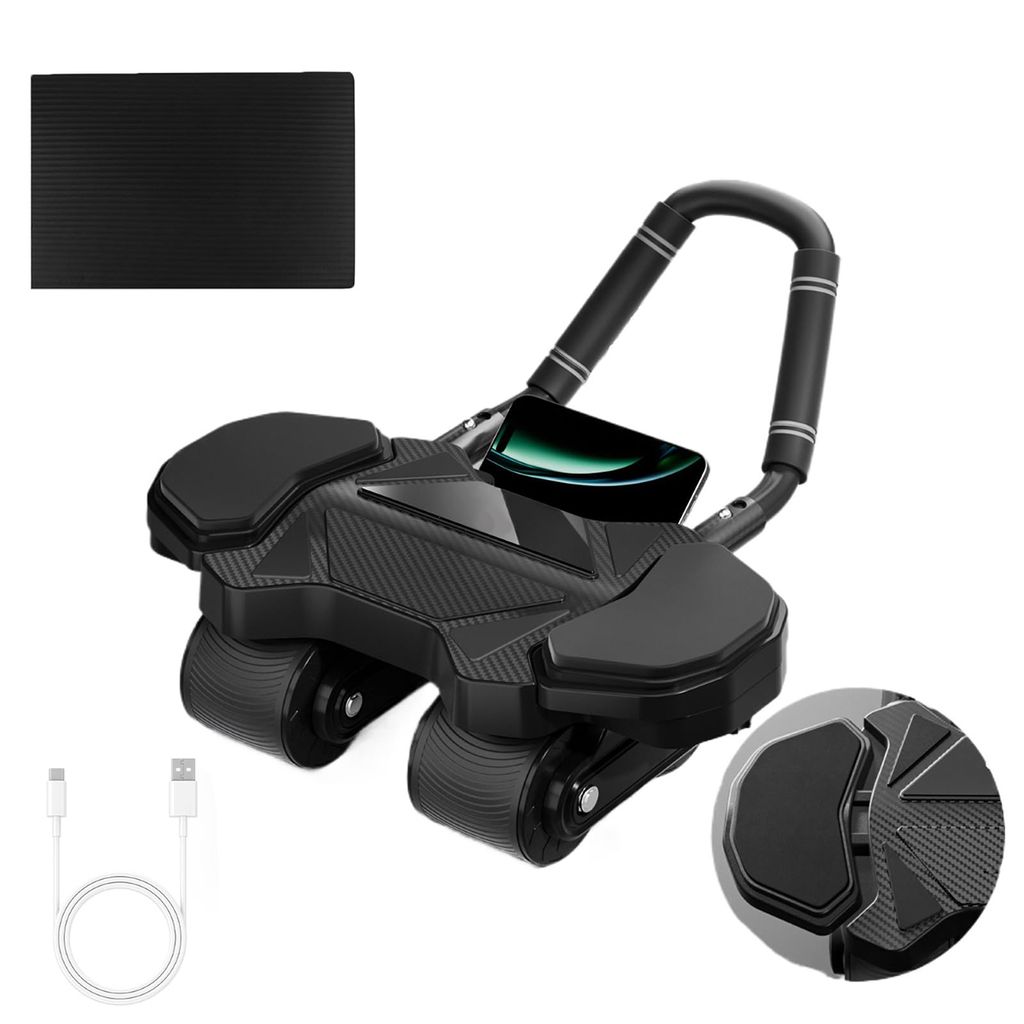 Ab Roller Wheel Mit rutschfester Knieauflage und Zählfunktion, Bauchtrainer, Core Training Equipment, für Fitness Krafttraining Home Workout