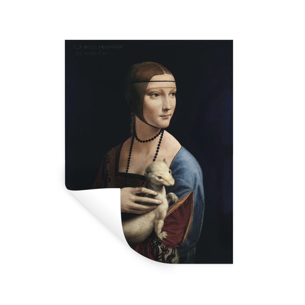 MuchoWow Wandtattoo Wandsticker Wandaufkleber Dame mit Hermelin - Leonardo Da vinci 30x40 cm Selbstklebend und Repositionierbar - Sticker - Dekor...
