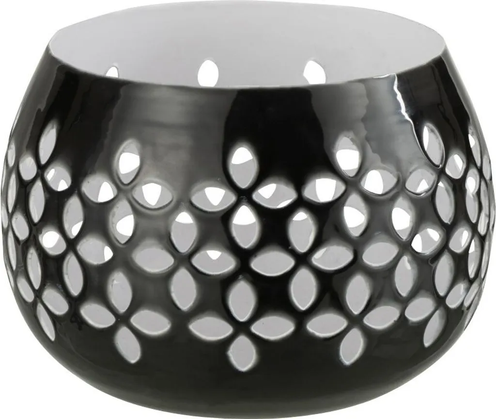 J-Line Porte-bougie chauffe-plat perforé en fer noir - Design industriel