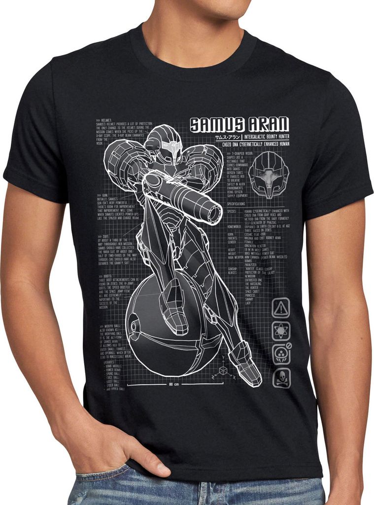 A.N.T. Samus Blaupause Herren T-Shirt nerd gamer snes switch