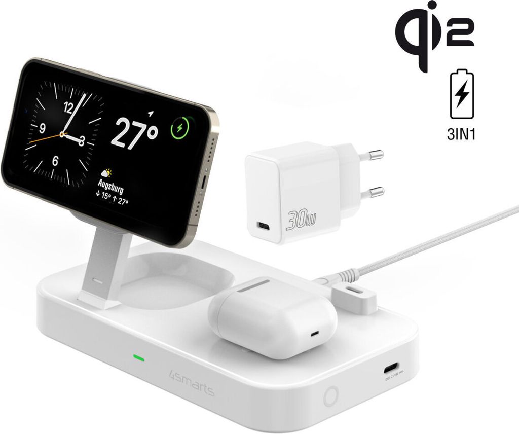 4smarts Qi2, Drinnen, AC, 5 V, Kabelloses Aufladen, 1,5 m, Produktbild 