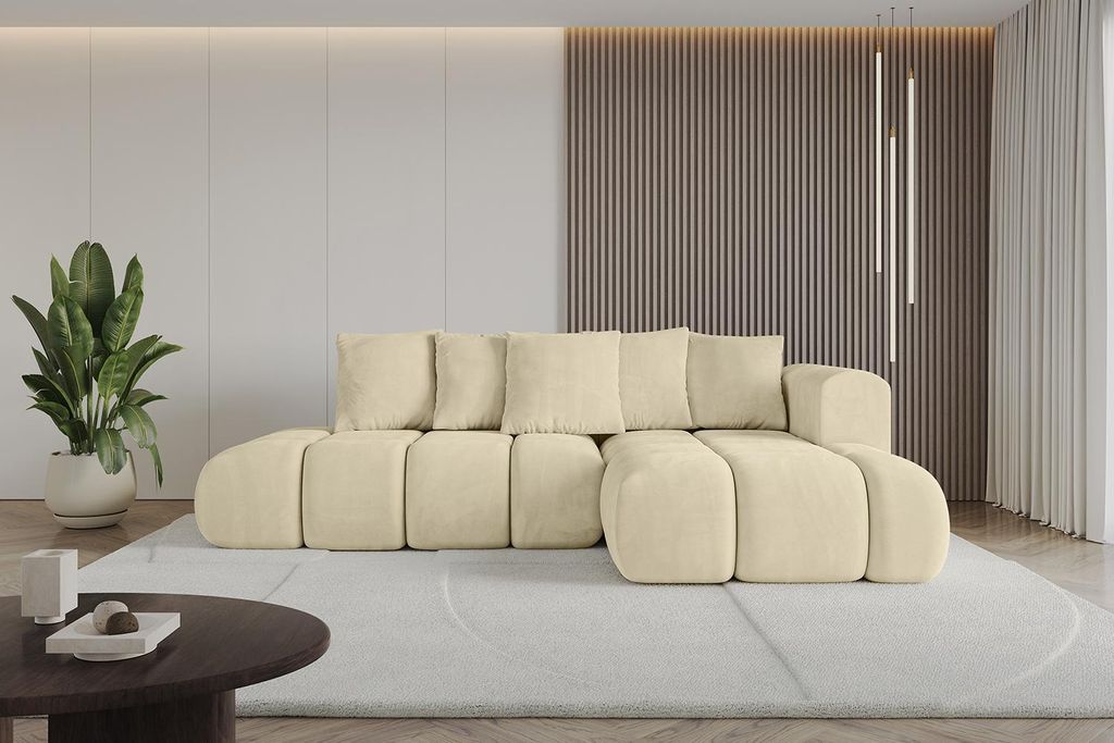 ALTDECOR Ecksofa mit Schlaffunktion und Bettkasten CLOUD-L-v1 280x185x90 Beige - Corner Sofa Bett Eckcouch Couch L-Form Schlafcouch Ausziehbar Wohn...