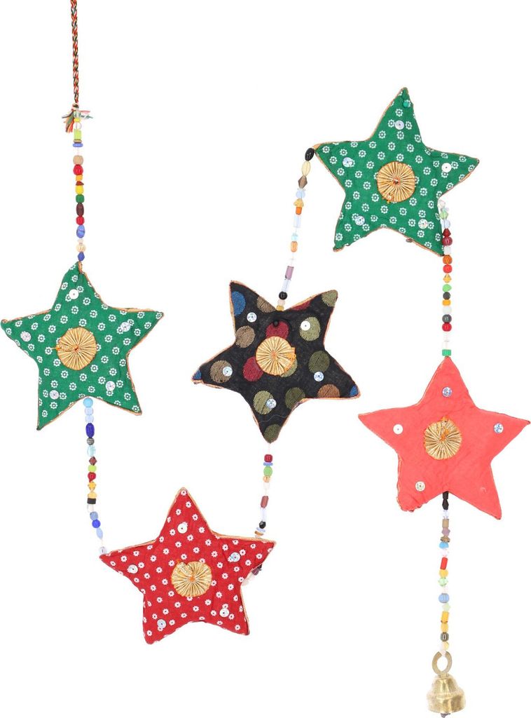 Mobile, Upcycling Dekoration aus Indien, 1 m Türdekoration - Sterne, Mehrfarbig, 1*5*2 cm, Traumfänger, Mobiles