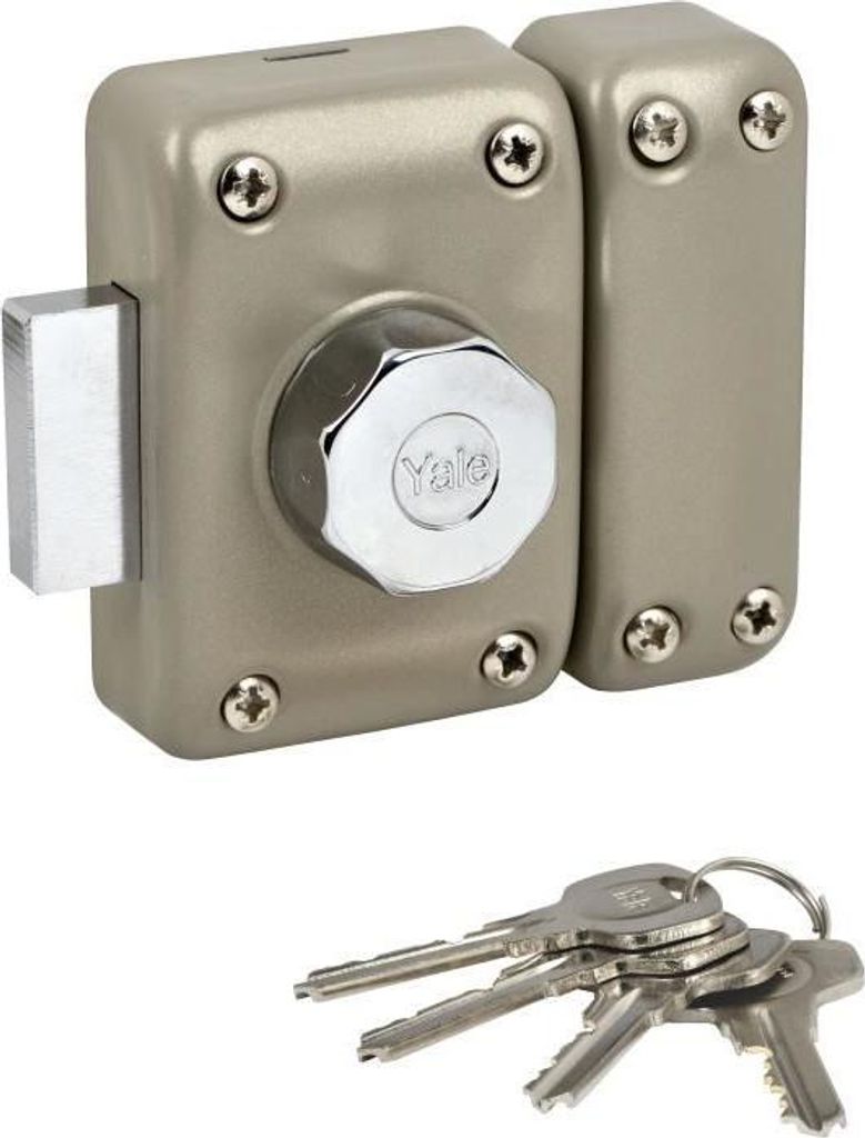 YALE YV25BT-50 Türschloss, Knopf und Zylinder, 5 Stifte, 23 mm Durchmesser, 4 Schlüssel, Beige