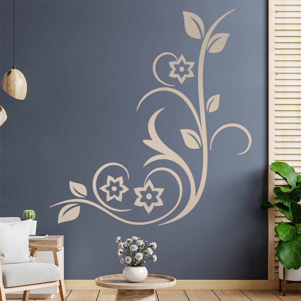 Sternen - Blüten - Pflanze Wandtattoo in 6 Größen - Wandaufkleber Wall Sticker - Dekoration, Küche, Wohnzimmer, Schlafzimmer, Badezimmer