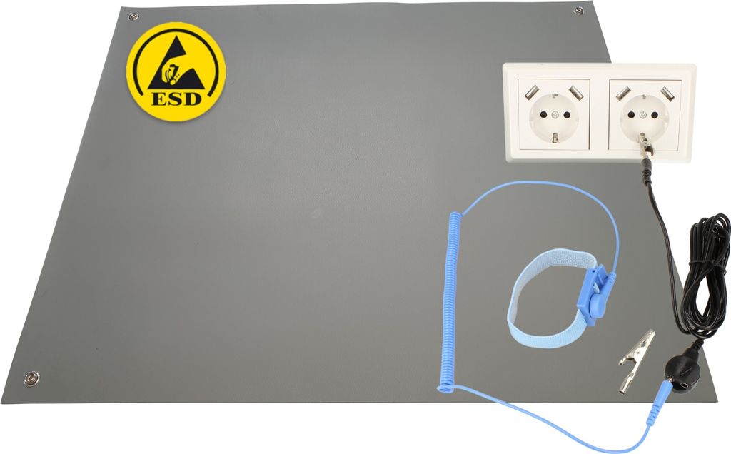Minadax 180 x 60cm Antistatik ESD Computer Matte Tischmatte „“ inkl. Manschette + 2,4m Verlängerung - ESD-Schutz