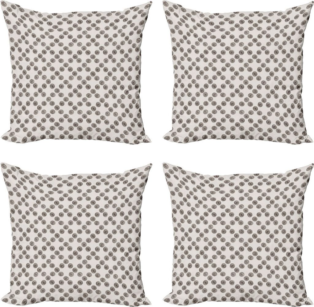 ABAKUHAUS Hipster Kissenbezug Set (4 Stück), Kurvige Linien Spiralen, Moderner Doppelseitiger Digitaldruck, 60 cm x 60 cm, Perle und Dunkel Taupe