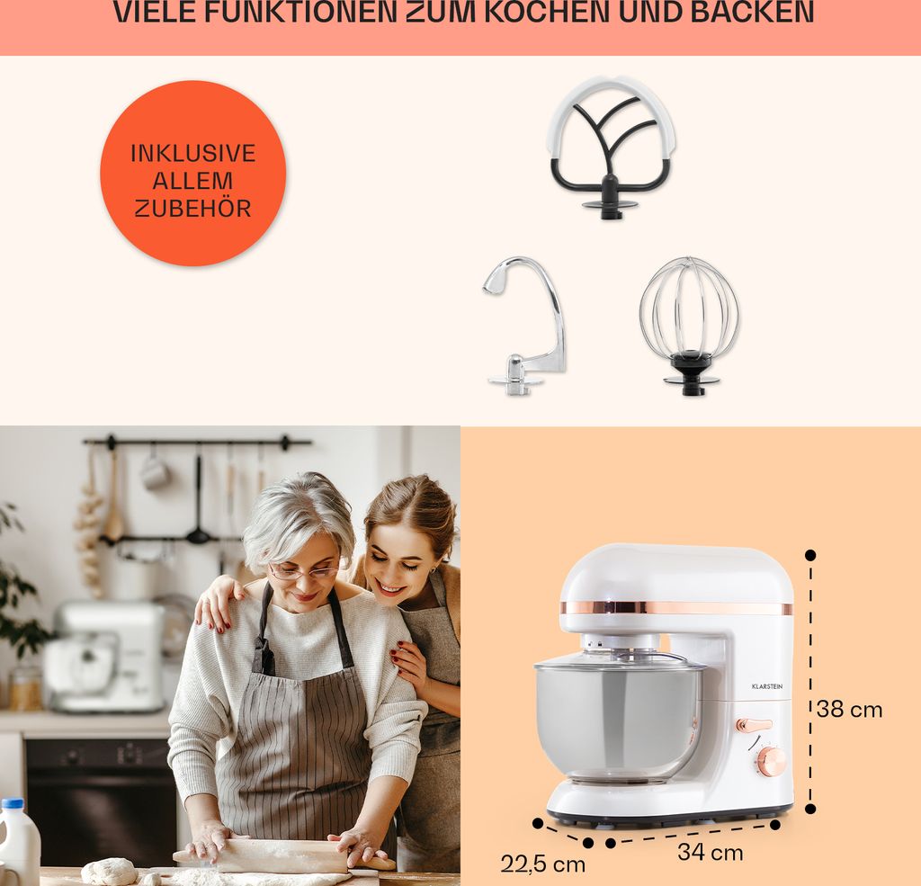 Klarstein Küchenmaschine, Knetmaschine mit 5L Schüssel, Produktbild 4