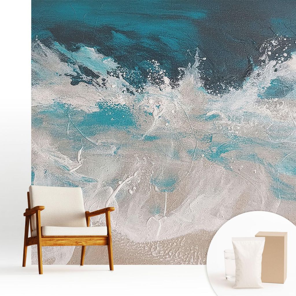 Fototapete - 250x250 cm - Tapete - Wandtapete - Wandbilder - Dekofolie - Tapete Folie - Wand - Dekoration - Wohnzimmer - Meereswellen