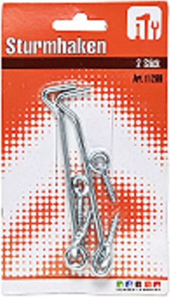 Robuste Sturmhaken 95mm Metall Silber 2er-Set für sichere Tür- und Fensterbefestigung