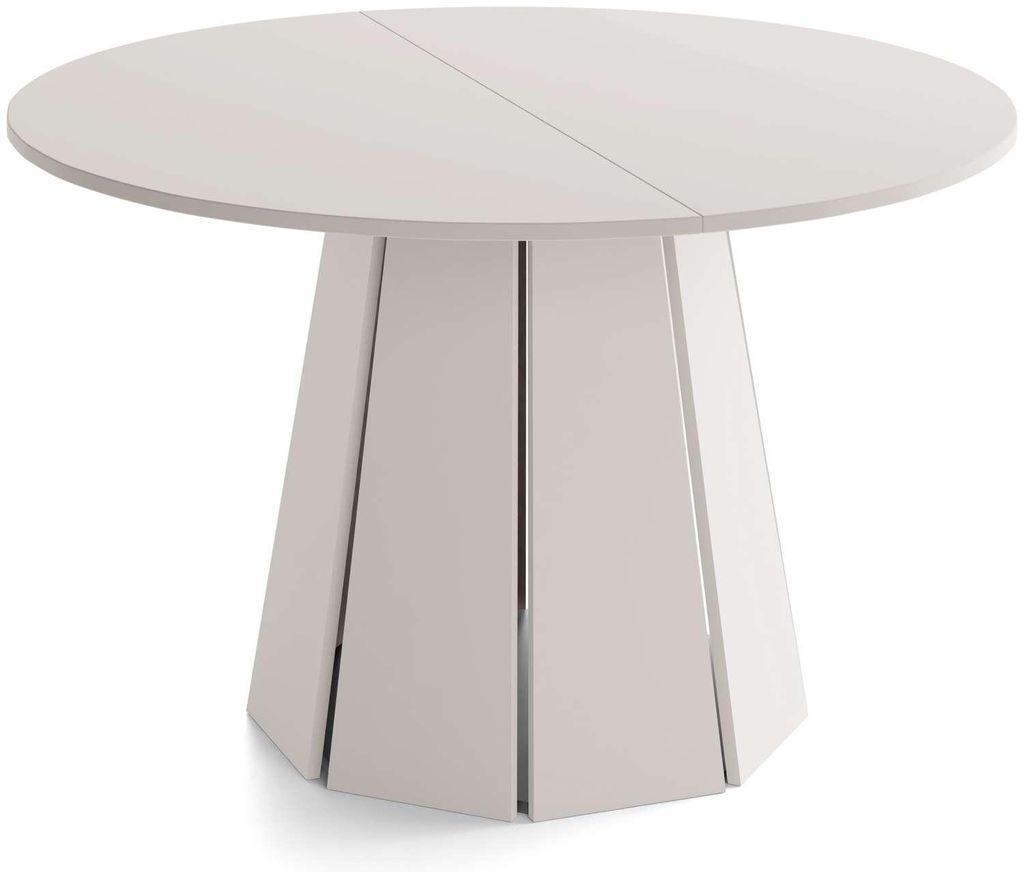 Runder Esstisch Ausziehbar 100-180 cm mit 2x 40 cm Einlegeplatten für 4-8 Personen – Skandi Japandi Design Minimalistisch Platzsparend für Küc...