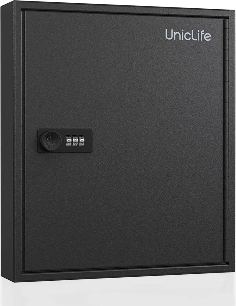 Schlüsselkasten mit Kombinationsschloss - 60 Schlüssel - Wandmontage - schwarze digitale Sicherheitsbox - weiße Schlüsselanhänger - Schlüssel...
