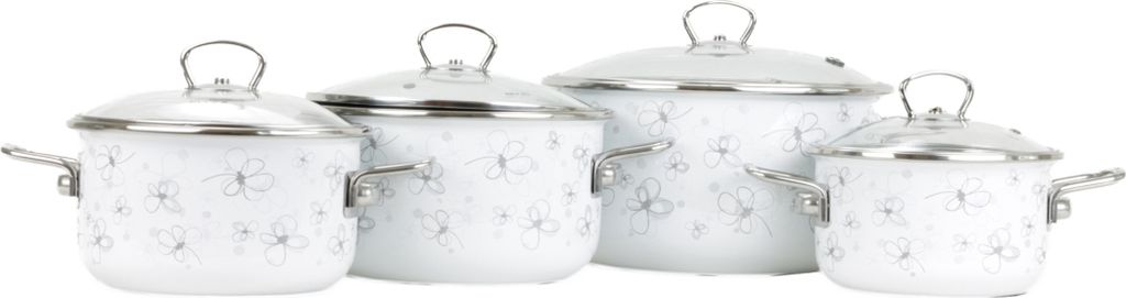 BELIS Emaille-Geschirrset PREMIUM weiß 4-teilig
