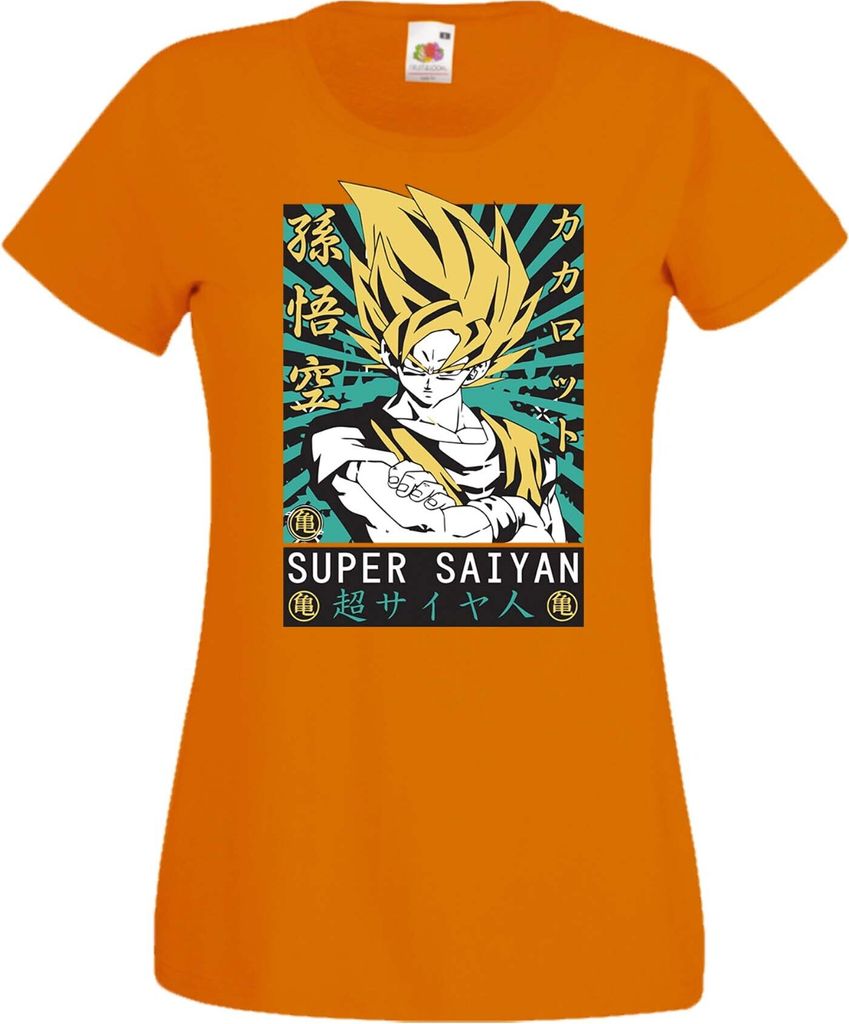 Damen T-Shirt Anime Manga Dragon Anime Manga Ball Z 15 Ssg, Lady L / Orange