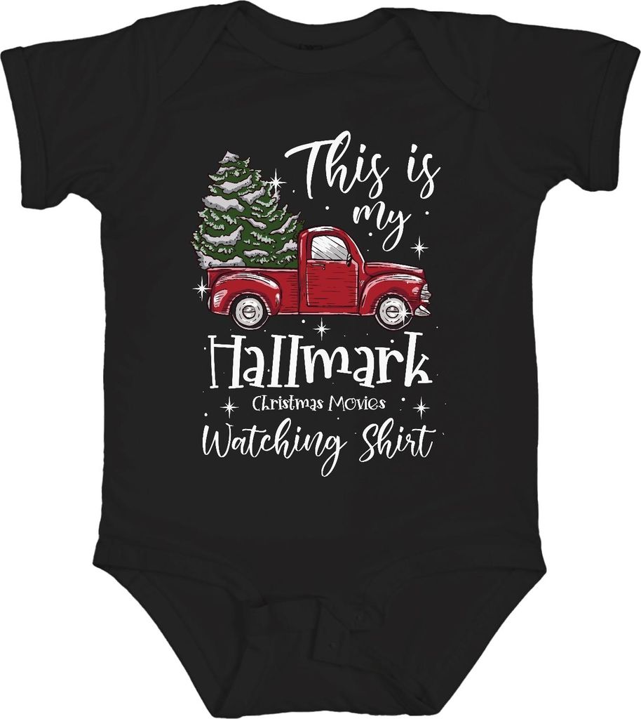 This is my Hallmark watching Shirt - Weihnachten Weihnachtsgeschenk Christmas Unisex Baby Body, Schwarz, 3/6