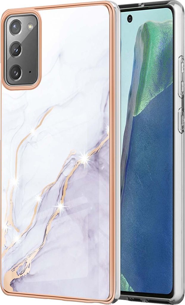 Galaxy Note 20 Case, WindCase Marble Pattern Hybrid Hard Back Weich TPU Bumper Protective Case Cover for Samsung Galaxy Note 20 Weiß