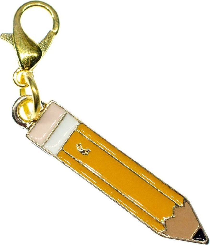 Bleistift Charm Bettelanhänger Anhänger Stift Malen Schule Künstler 20mm gelb