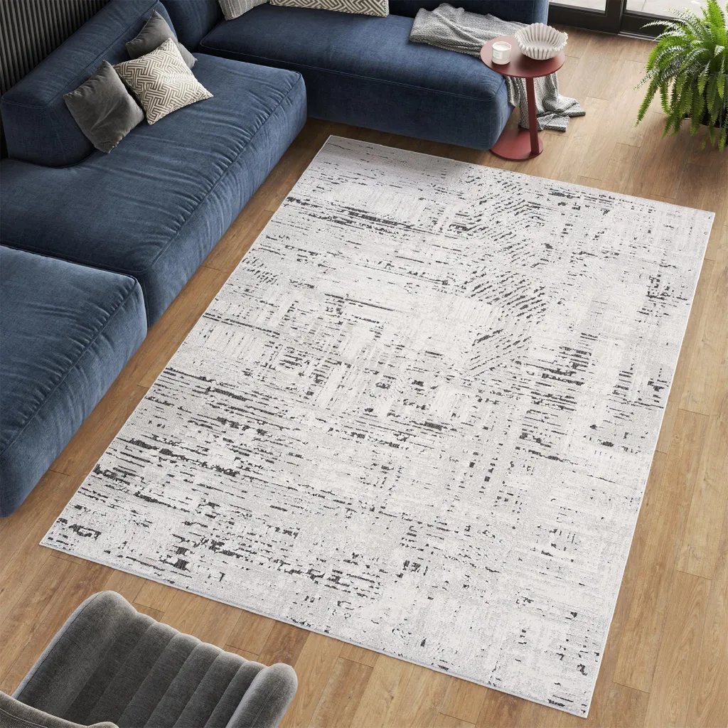 Tapis de décoration beige et noir 80x150 cm pour salon et intérieur