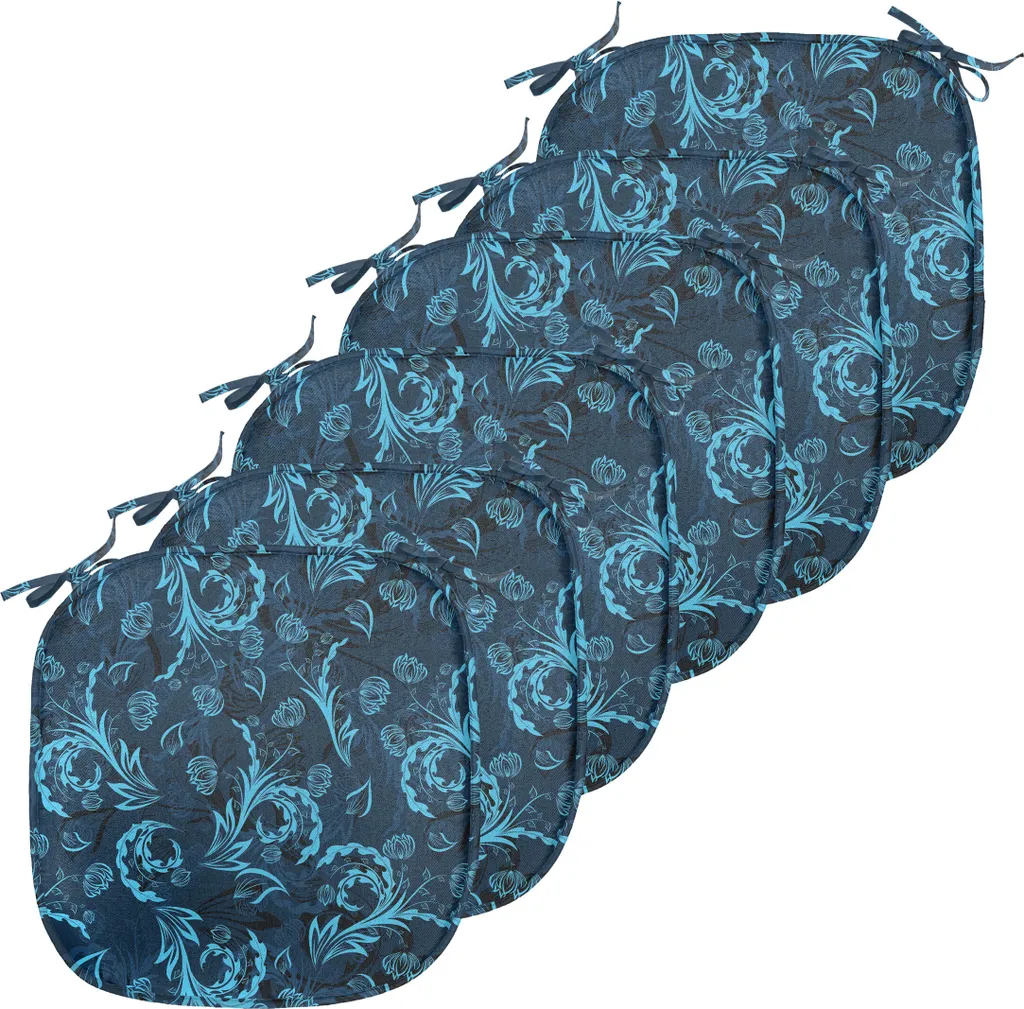 Coussins de Siège Imperméables avec Attaches Lot de 6 Bleu et Turquoise