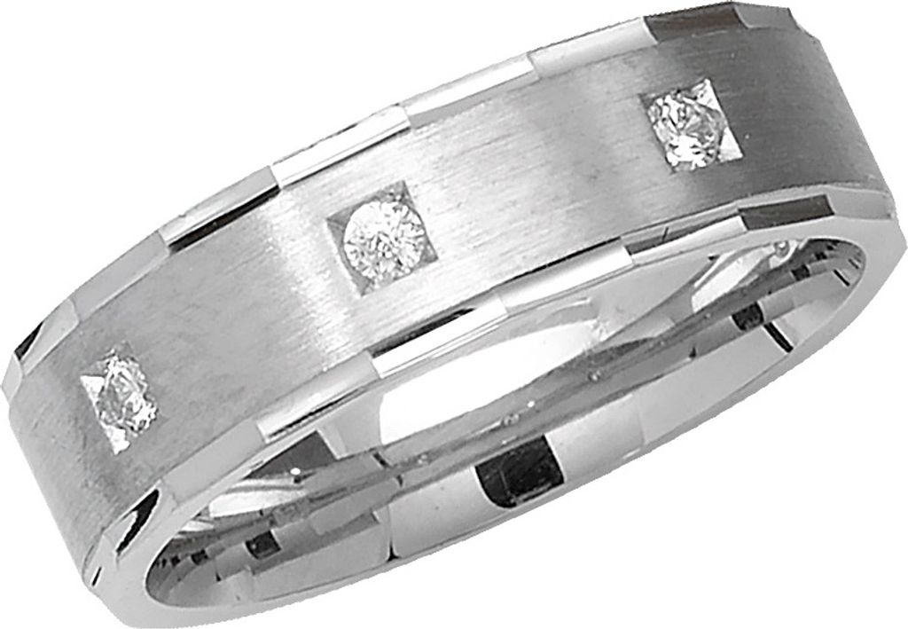 Schwerer 925 Sterling Silber 6mm Abgeschrägten Rand Herren/Damen - Trauring/Ehering/Hochzeitsring mit Zirkonia, 59 (18.8); TRS14927RSR