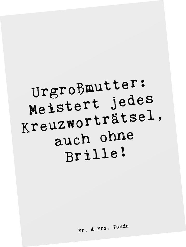 Mr. & Mrs. Panda Postkarte Spruch Urgroßmutter Genie - Weiß - Geschenk, Postkarten, persönliche Erinnerungen, Dankeschön, Ahnen, bildkarte, Wei...