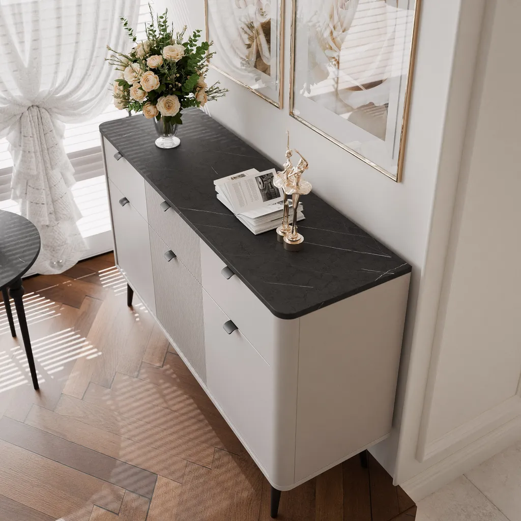 Commode à tiroirs cannelés NAVANI meuble de rangement chic 130 cm - 6