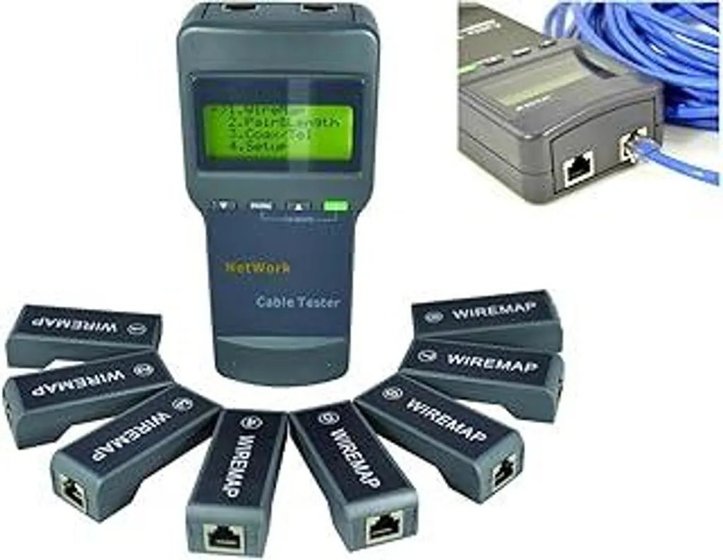 KALEA-INFORMATIQUE Tester professionale per reti Ethernet RJ45. Visualizza lo schema di cablaggio e localizza il guasto sul cavo dalla sua origine, con 8 satelliti.