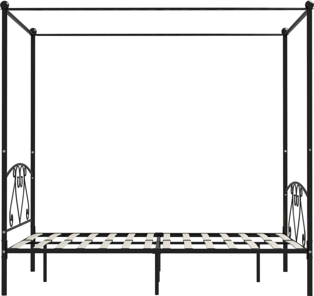 "SALE 2026"Klassische Betten - Schwarz Himmelbett-Gestell - Doppelbett Schwarz Metall 160x200cm Stabli Möbel4624034