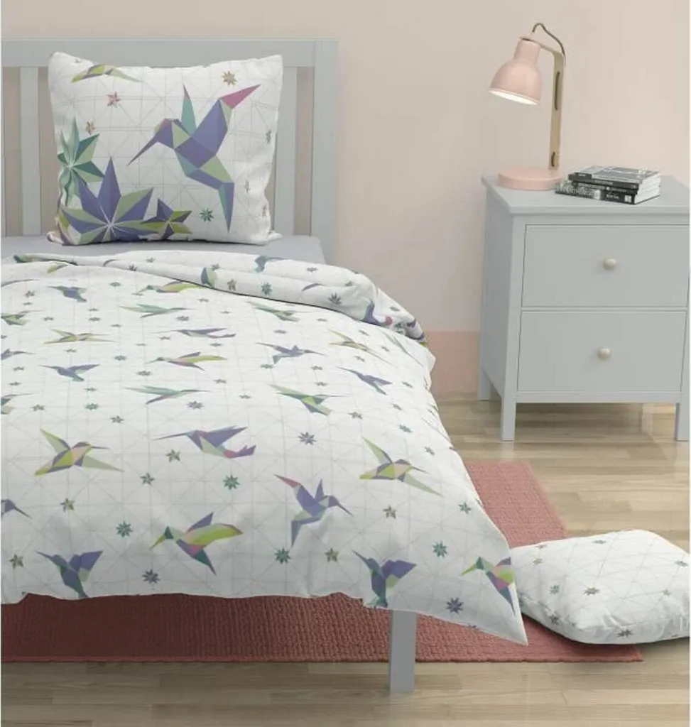 ROUPILLON Parure de lit Paradise 140x200 cm en pur coton bleu - 2 pièces