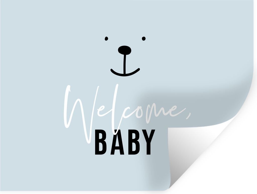 MuchoWow Wandtattoo Wandsticker Wandaufkleber Sprichwörter - Zitate - Willkommen Baby - Baby - Kinder - Jungen 120x90 cm Selbstklebend und Repos...