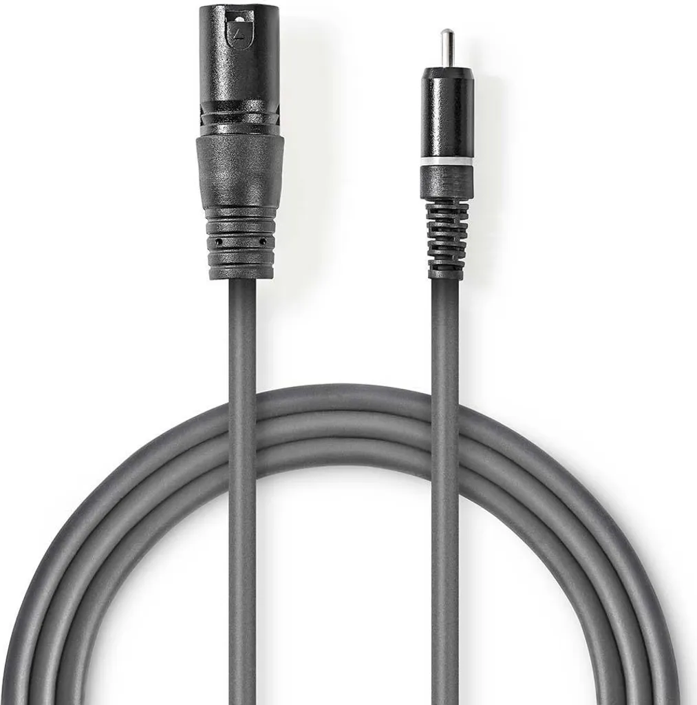 Cavo Audio Economico XLR Maschio / RCA 3m - Grigio Scuro PVC
